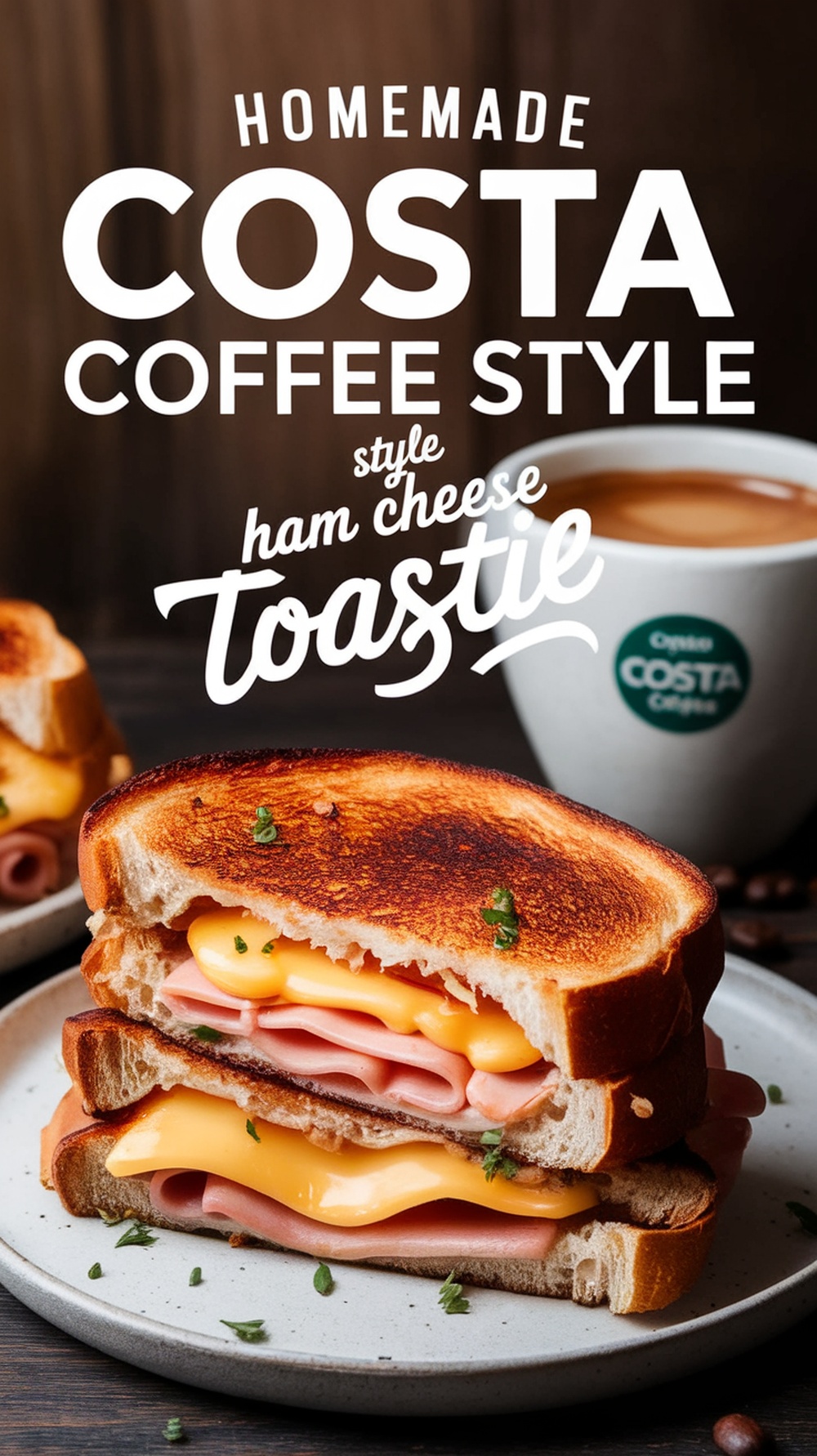 Homemade Costa Coffee Style Ham and Cheese Toastie